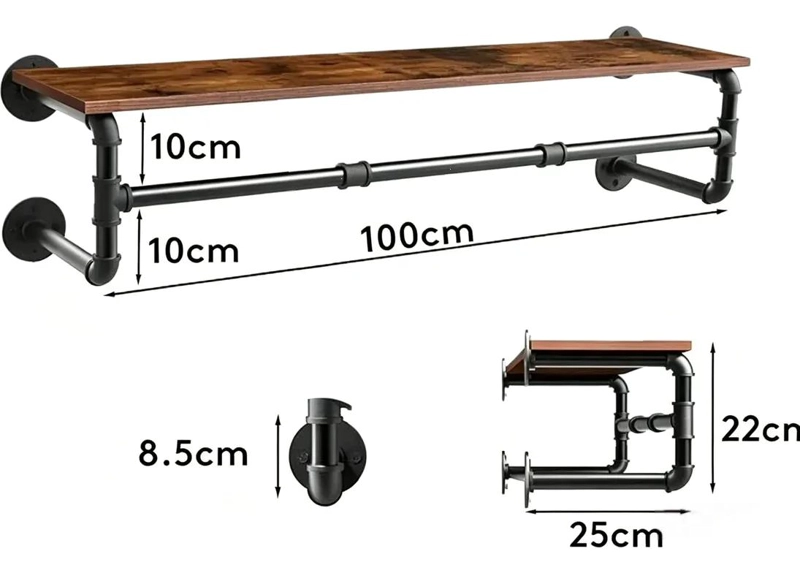 PERCHERO INDUSTRIAL VINTAGE PARA COLGAR ROPA EN PARED - 5