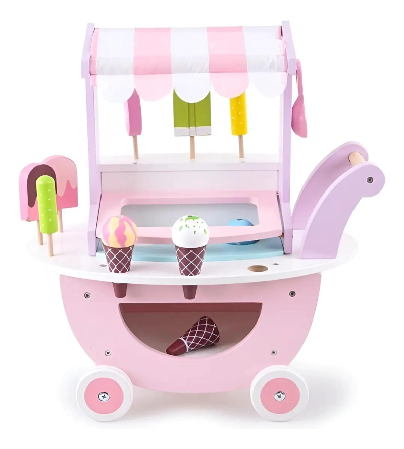 CARRITO DIDACTICO DE MADERA PARA JUGAR A LOS HELADOS - 1