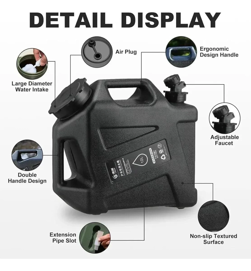 CUBO CONTENEDOR DE AGUA PORTATIL 12 LITROS PARA CAMPING - 6