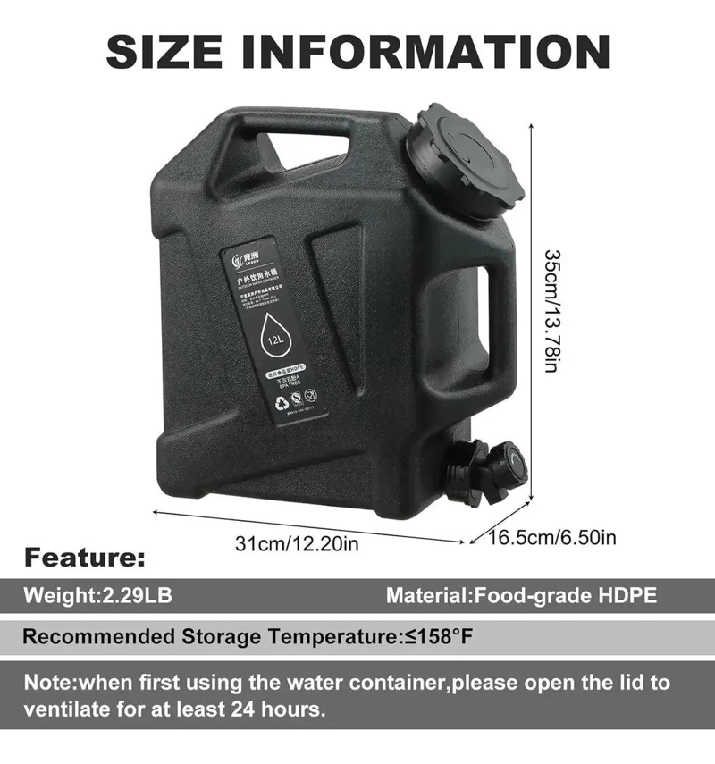 CUBO CONTENEDOR DE AGUA PORTATIL 12 LITROS PARA CAMPING - 7