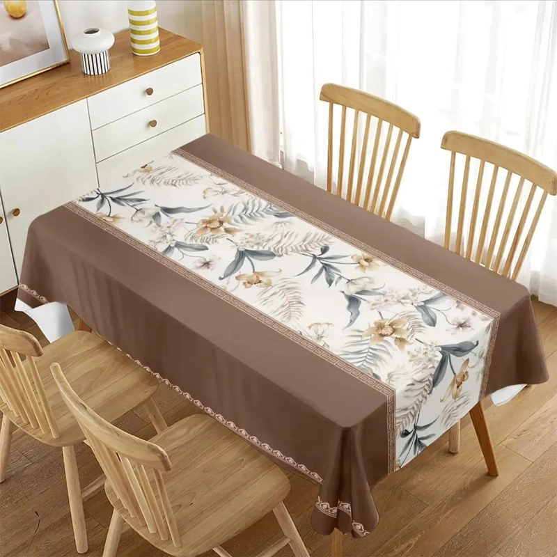 MANTEL RECTANGULAR IMPERMEABLE ANTIMANCHAS 140X220 CM COLOR CAFE - 1