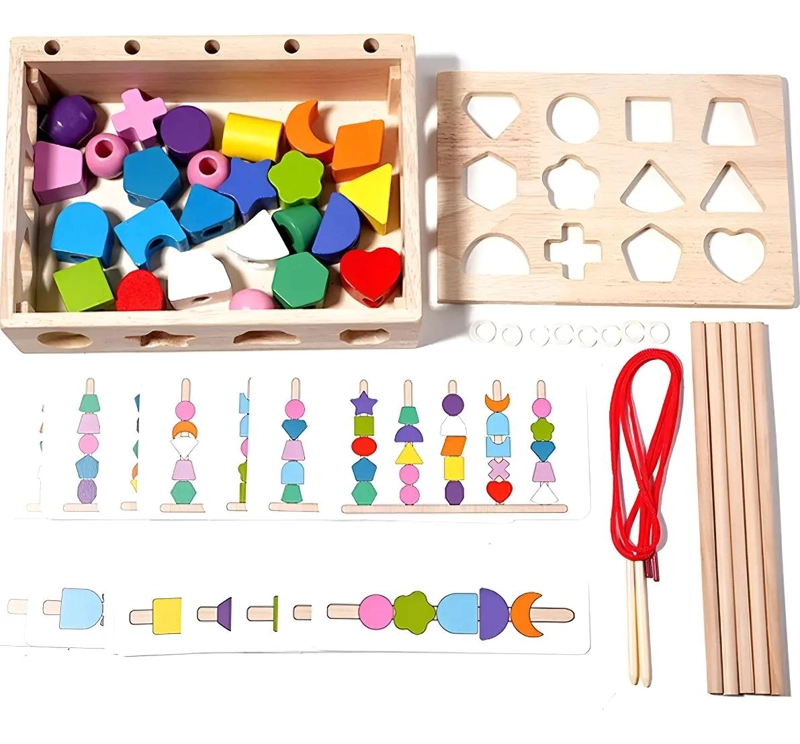 CAJA ROMPECABEZAS DIDACTICO DE MADERA CON FIGURAS - 1