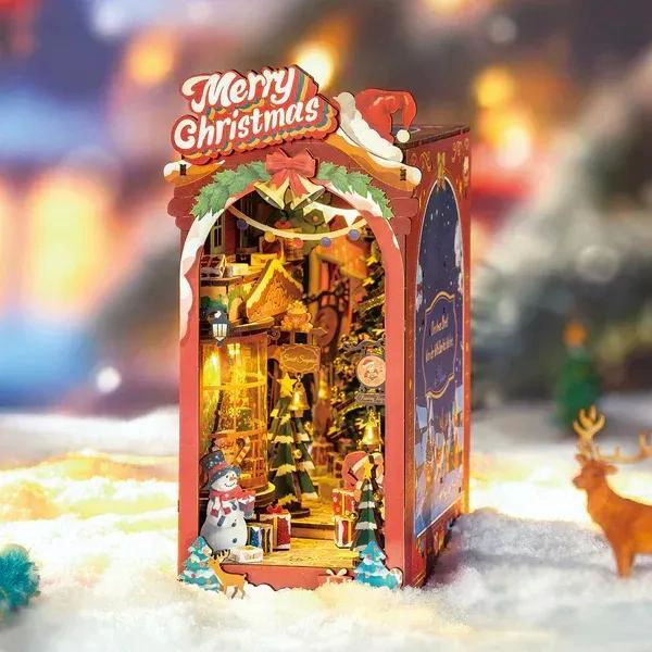 DIORAMA CALLE NAVIDEÑA 3D DIY CON LUZ PARA ESTANTERIA - 3