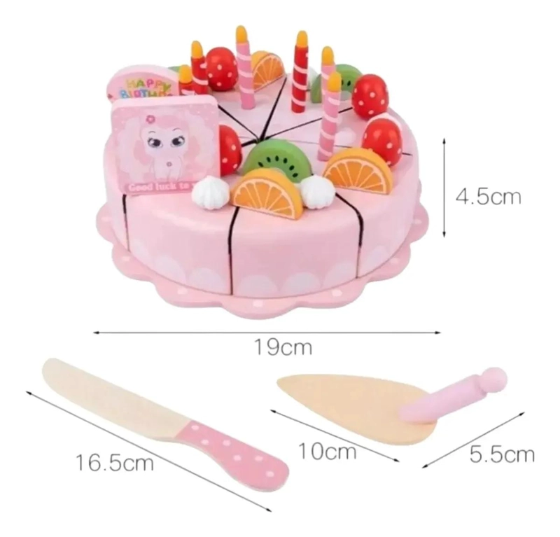 TORTA DE CUMPLEAÑOS DE MADERA DIDACTICA CON VELCRO PARA NIÑOS - 4