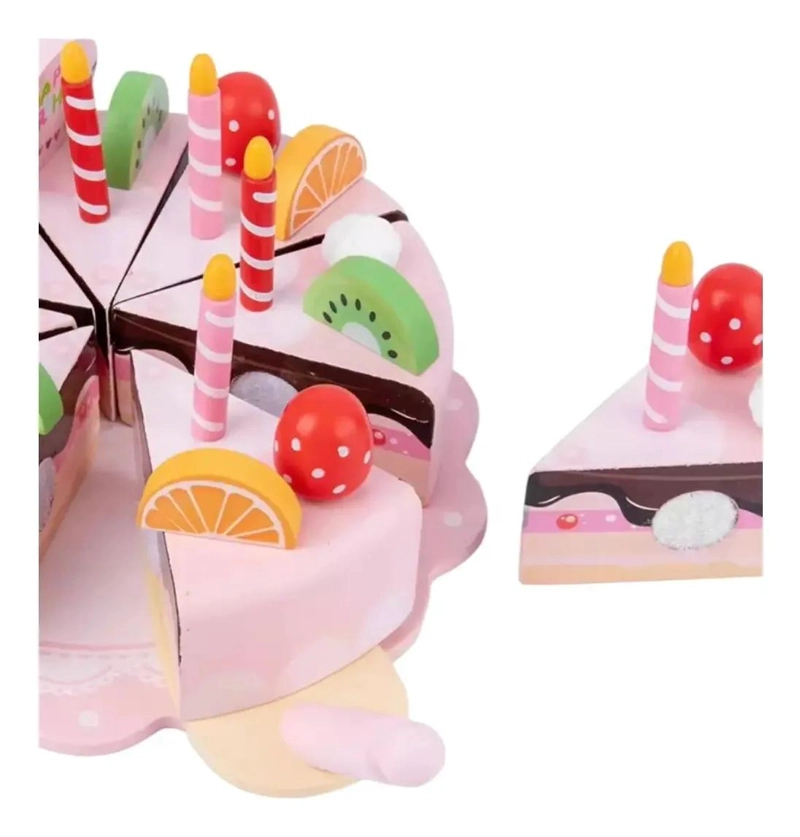 TORTA DE CUMPLEAÑOS DE MADERA DIDACTICA CON VELCRO PARA NIÑOS - 5
