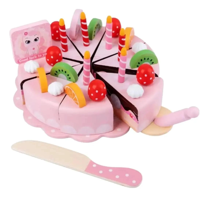 TORTA DE CUMPLEAÑOS DE MADERA DIDACTICA CON VELCRO PARA NIÑOS - 9