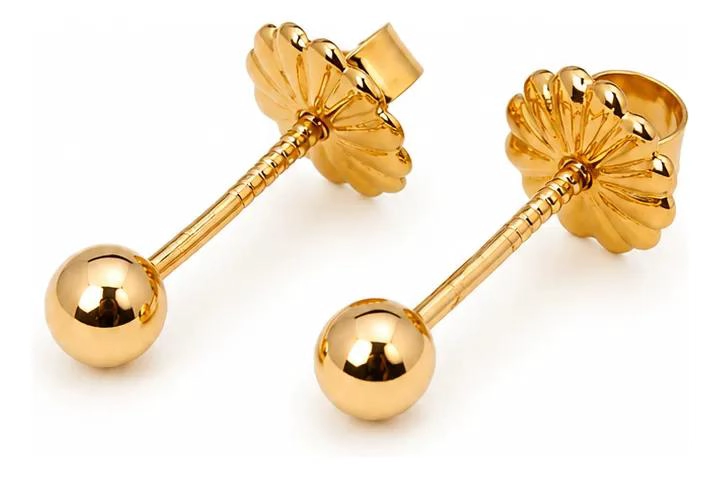 AROS BOLITA 3MM ORO 18K HIPOALERGE NICOS PARA BEBE S - 1