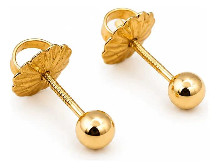AROS BOLITA 3MM ORO 18K HIPOALERGE NICOS PARA BEBE S - 2