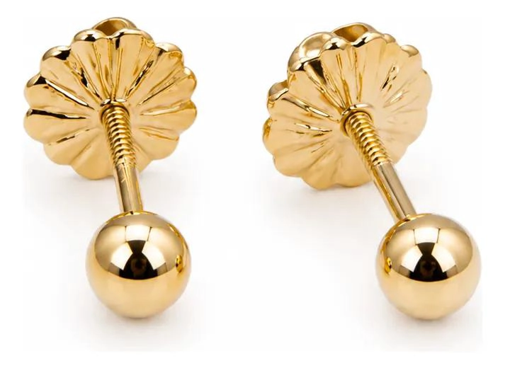 AROS BOLITA 3MM ORO 18K HIPOALERGE NICOS PARA BEBE S - 3