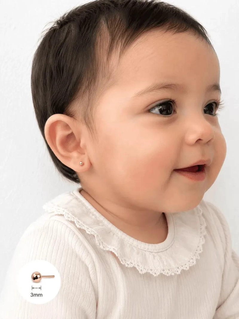 AROS BOLITA 3MM ORO 18K HIPOALERGE NICOS PARA BEBE S - 6