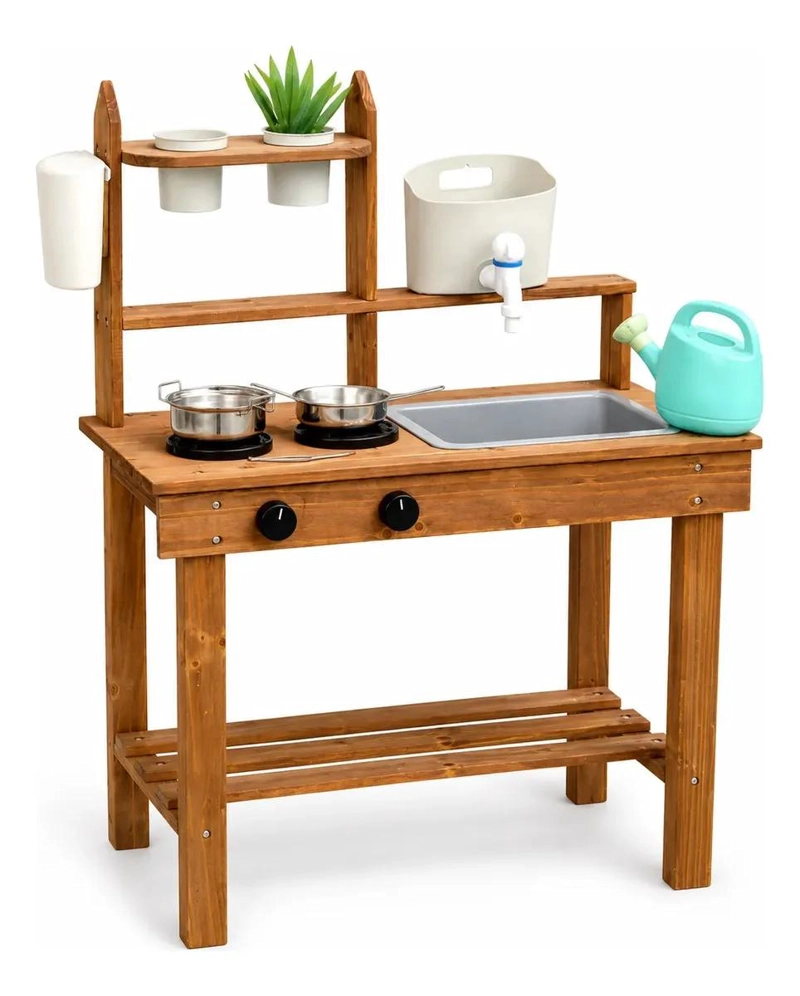 COCINA DE MADERA PARA NIÑOS CON LAVAPLATOS Y ACCESORIOS - 2
