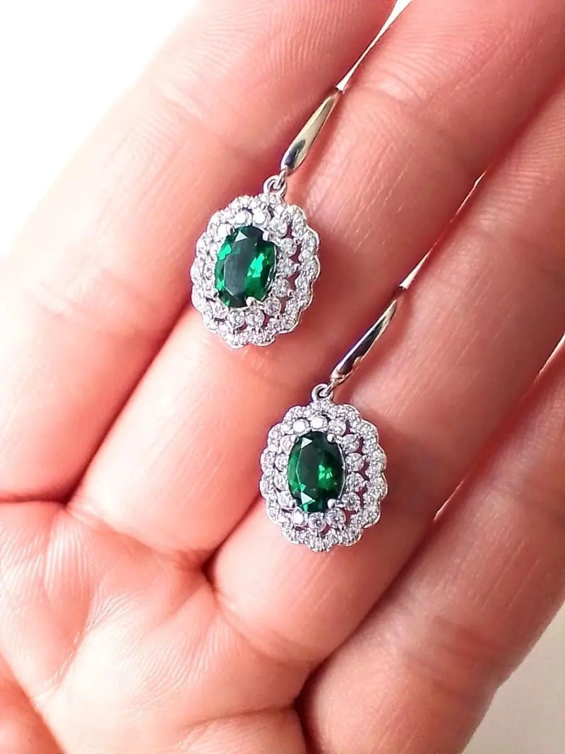 AROS DE ESMERALDA EN PLATA 925 CON DISEÑO ELEGANTE - 4