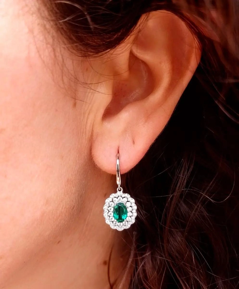 AROS DE ESMERALDA EN PLATA 925 CON DISEÑO ELEGANTE - 5