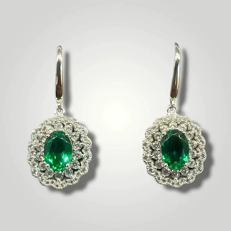 AROS DE ESMERALDA EN PLATA 925 CON DISEÑO ELEGANTE - 6