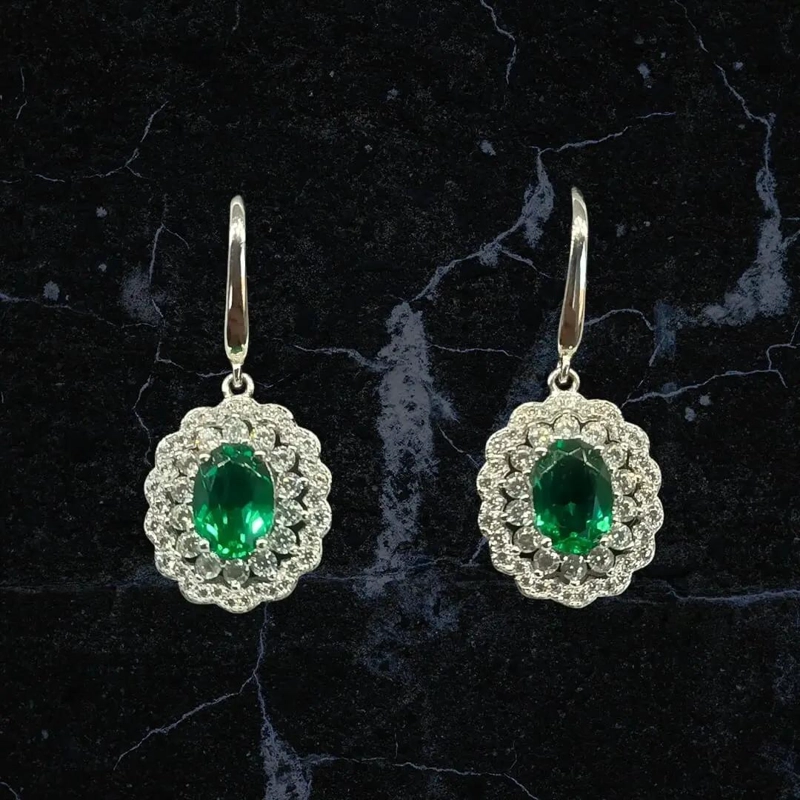 AROS DE ESMERALDA EN PLATA 925 CON DISEÑO ELEGANTE - 7