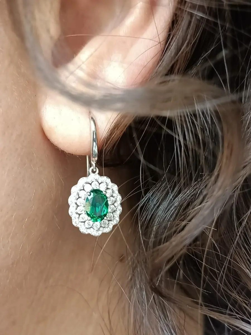 AROS DE ESMERALDA EN PLATA 925 CON DISEÑO ELEGANTE - 8