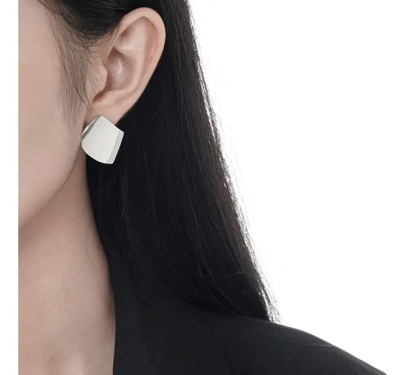 PENDIENTES GEOME TRICOS DE PLATA S925 PARA MUJER - 6