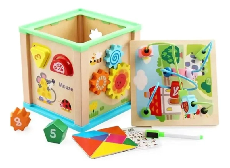 CUBO DIDACTICO DE ACTIVIDADES MONTESSORI 5 EN 1 PARA NIÑOS - 3