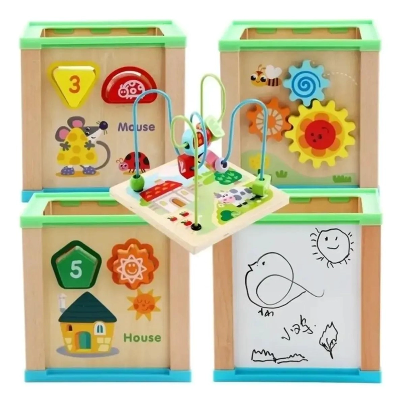CUBO DIDACTICO DE ACTIVIDADES MONTESSORI 5 EN 1 PARA NIÑOS - 4