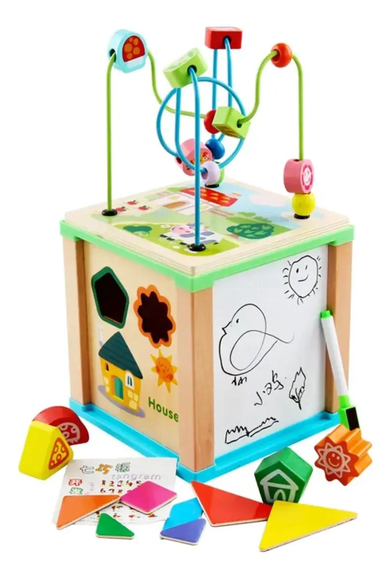 CUBO DIDACTICO DE ACTIVIDADES MONTESSORI 5 EN 1 PARA NIÑOS - 6