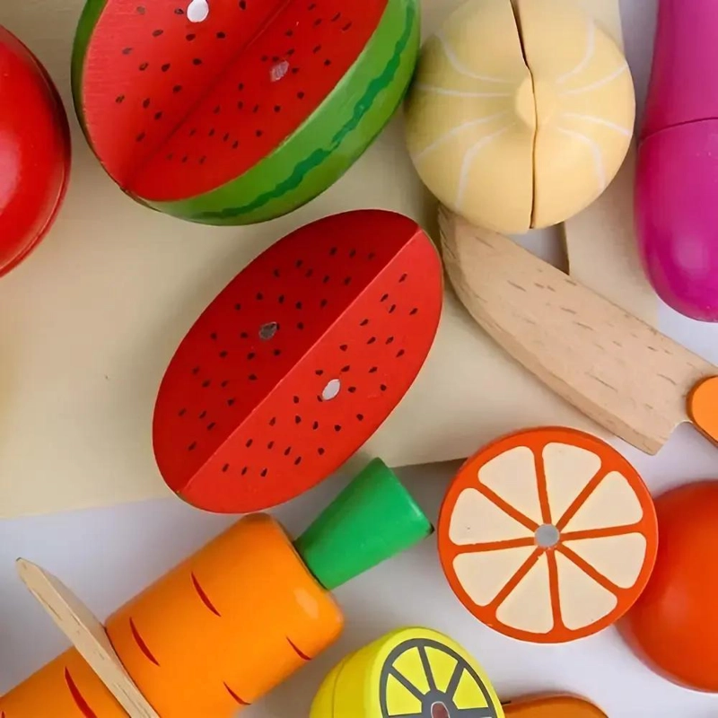 SET DE COCINA INFANTIL DE MADERA CON FRUTAS Y VERDURAS - 6