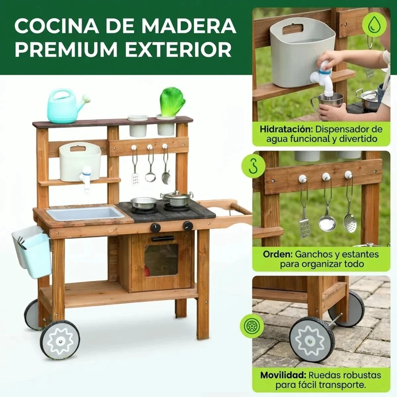 COCINA INFANTIL DE MADERA PARA JUEGO DIDACTICO DE NIÑOS - 3
