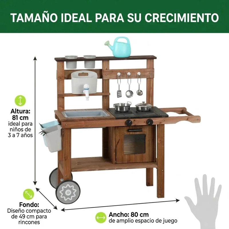 COCINA INFANTIL DE MADERA PARA JUEGO DIDACTICO DE NIÑOS - 5