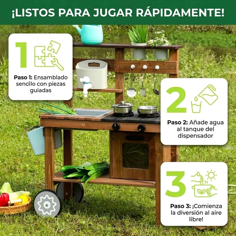 COCINA INFANTIL DE MADERA PARA JUEGO DIDACTICO DE NIÑOS - 6