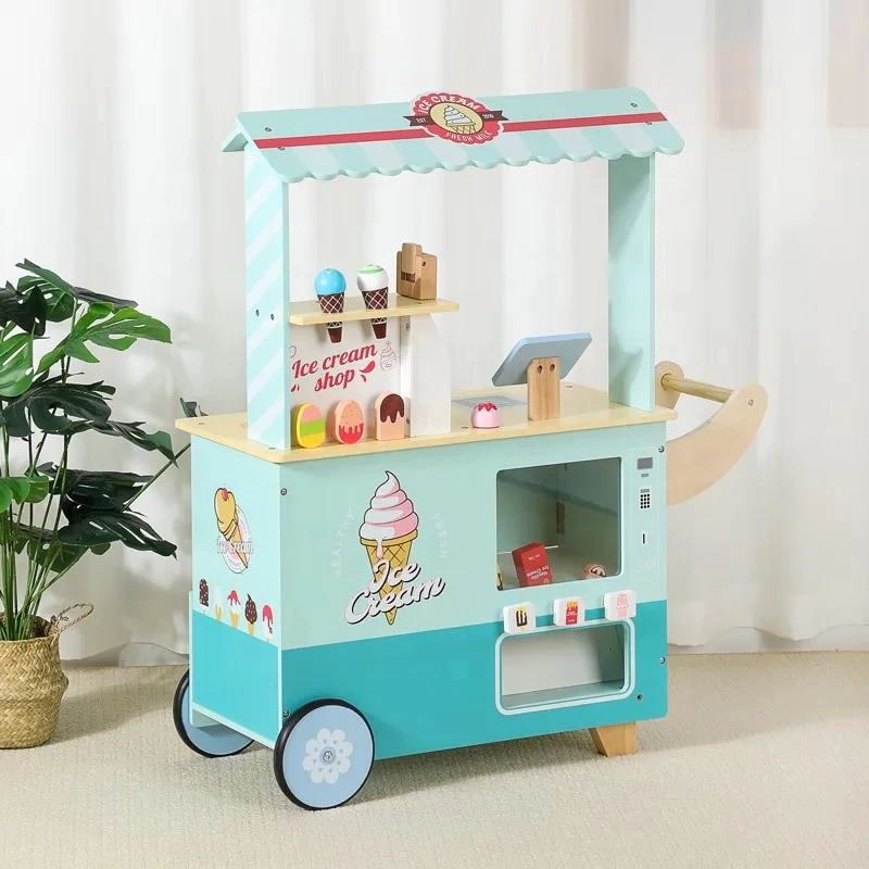 CARRO DE HELADERIA CON RUEDAS DE MADERA PARA JUEGO DE ROL - 1
