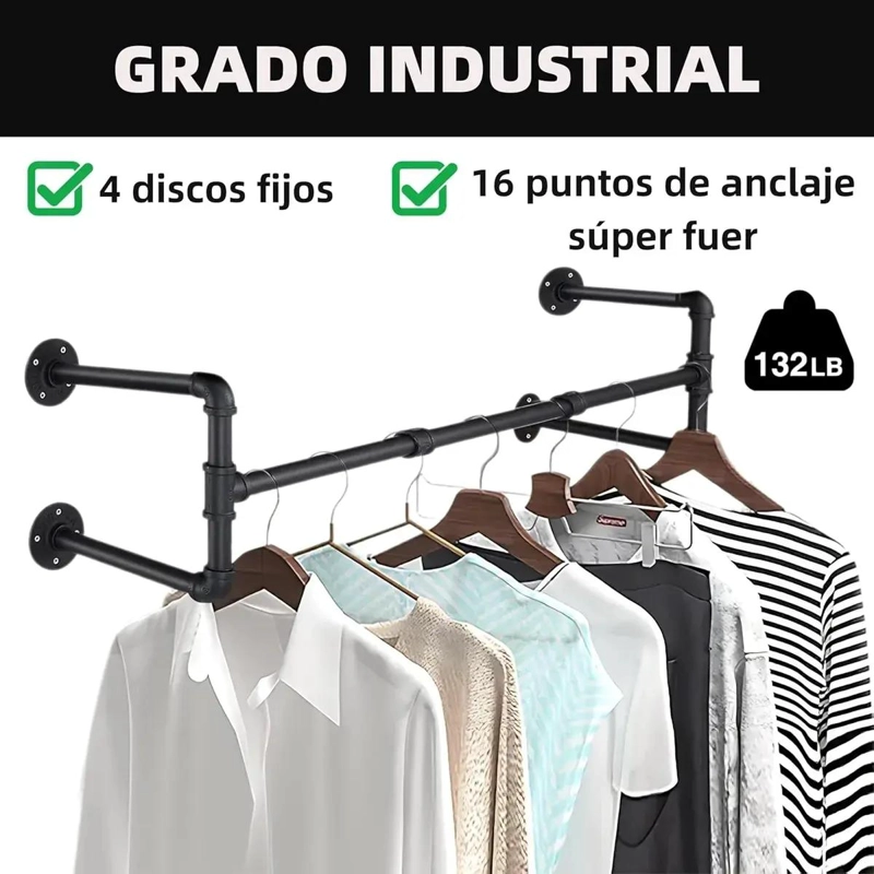 PERCHERO DE PARED INDUSTRIAL VINTAGE PARA COLGAR ROPA - 2