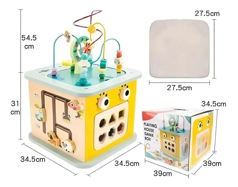 CUBO DIDACTICO MULTIFUNCIONAL DE MADERA PARA APRENDIZAJE - 2
