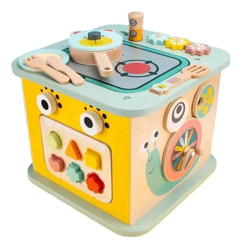 CUBO DIDACTICO MULTIFUNCIONAL DE MADERA PARA APRENDIZAJE - 5
