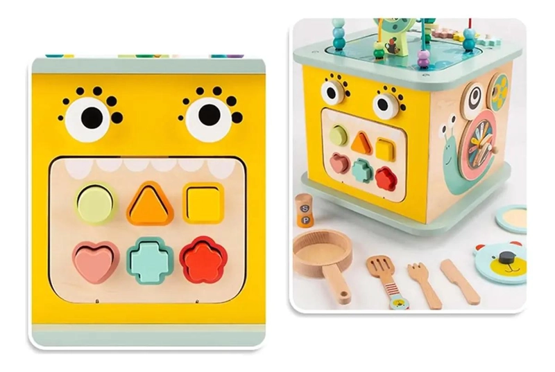 CUBO DIDACTICO MULTIFUNCIONAL DE MADERA PARA APRENDIZAJE - 6