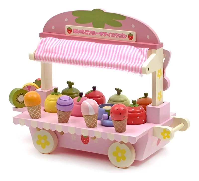CARRITO DE HELADOS DE MADERA PARA JUEGO EDUCATIVO - 1
