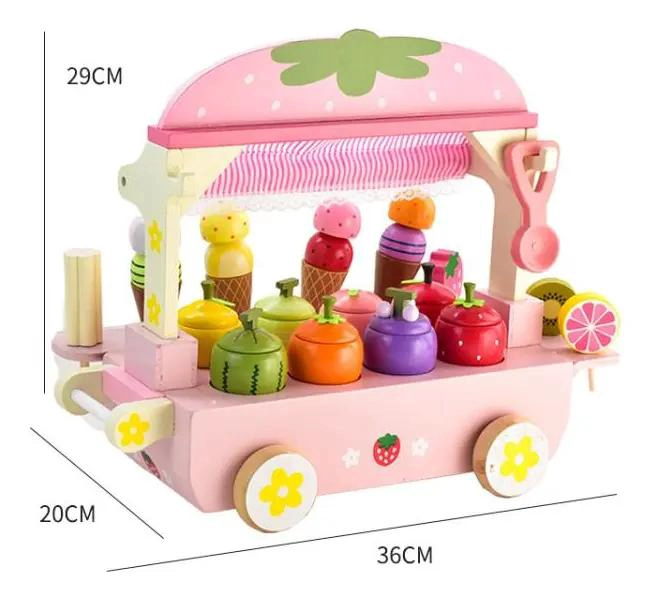 CARRITO DE HELADOS DE MADERA PARA JUEGO EDUCATIVO - 4