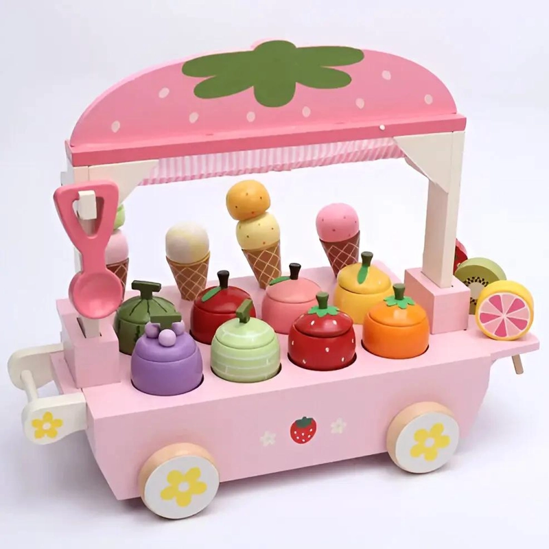 CARRITO DE HELADOS DE MADERA PARA JUEGO EDUCATIVO - 5