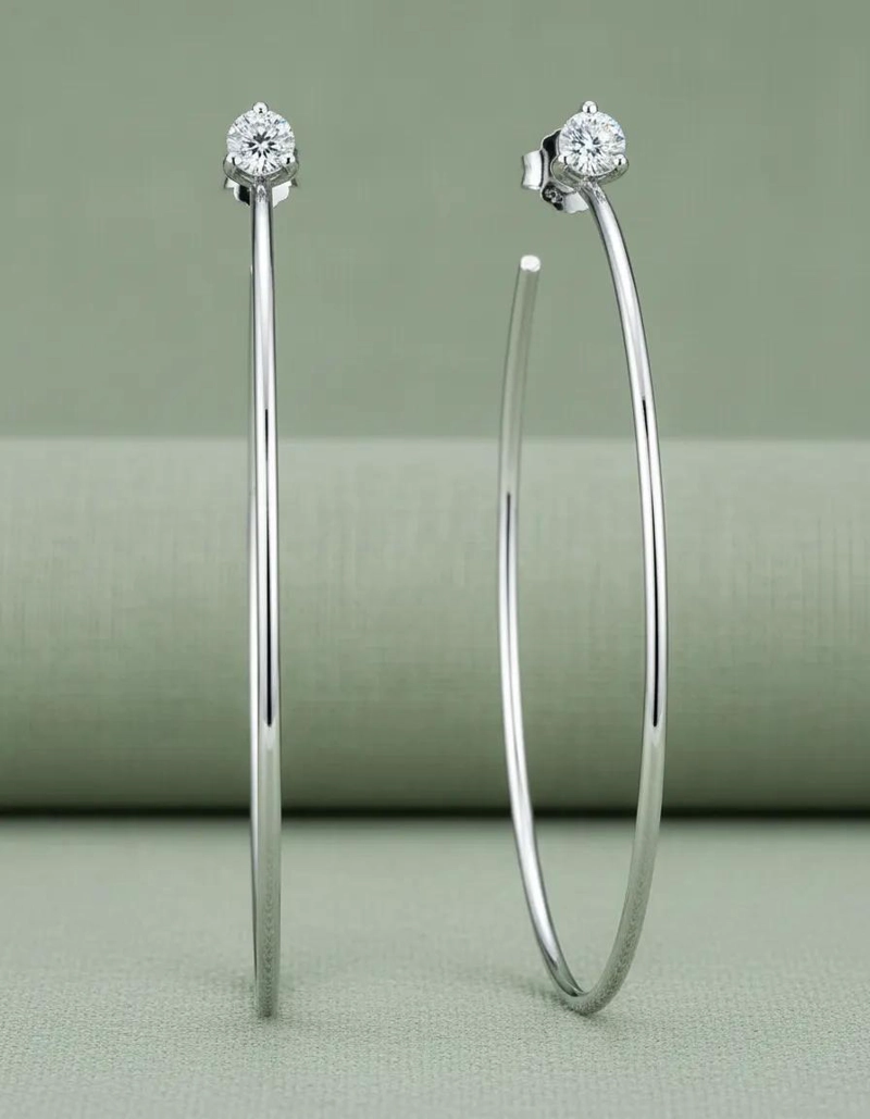 AROS MAXI DE PLATA 925 CON MOISSANITA Y BAÑO DE ORO 60MM - 5