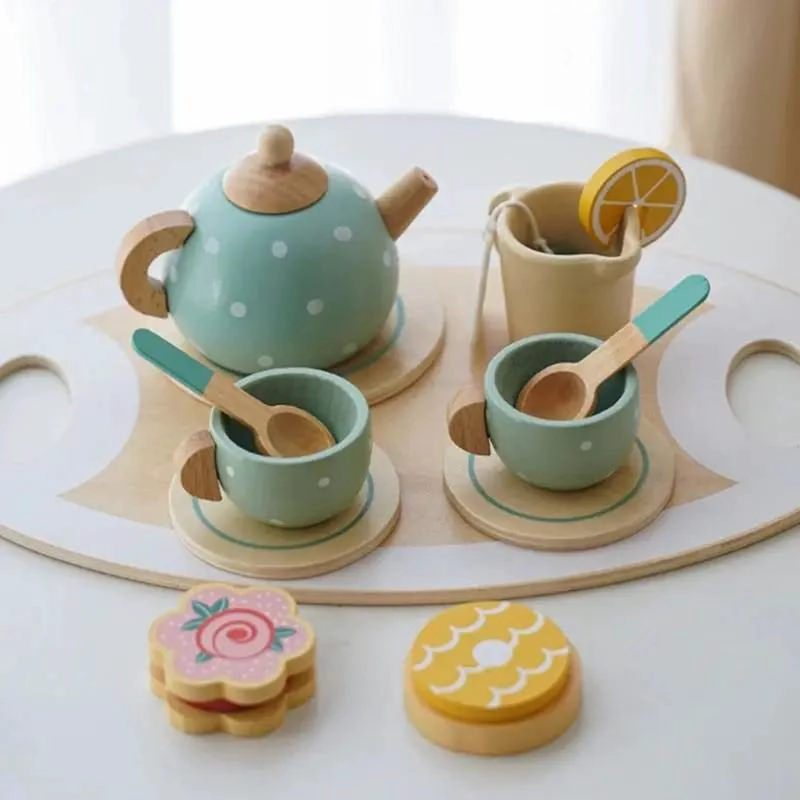 JUEGO DE TE  Y PASTEL DE MADERA PARA NIÑOS 23 PIEZAS - 2