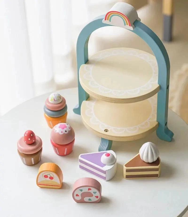 JUEGO DE TE  Y PASTEL DE MADERA PARA NIÑOS 23 PIEZAS - 5