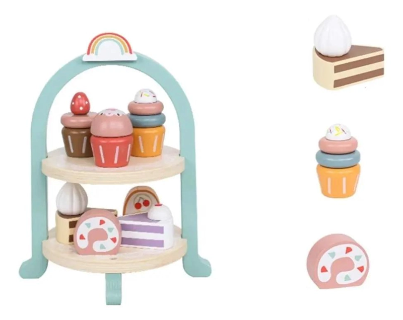 JUEGO DE TE  Y PASTEL DE MADERA PARA NIÑOS 23 PIEZAS - 6