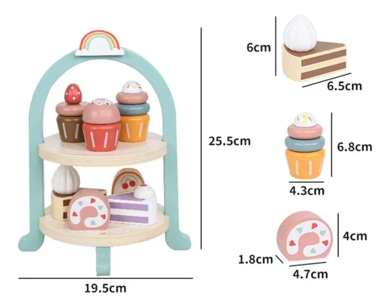 JUEGO DE TE  Y PASTEL DE MADERA PARA NIÑOS 23 PIEZAS - 7