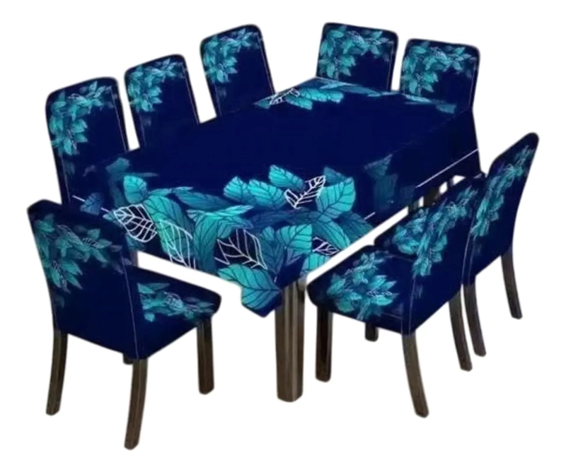 SET DE MANTEL CON 8 FUNDAS ELASTIZADAS PARA SILLAS DE COMEDOR - 1
