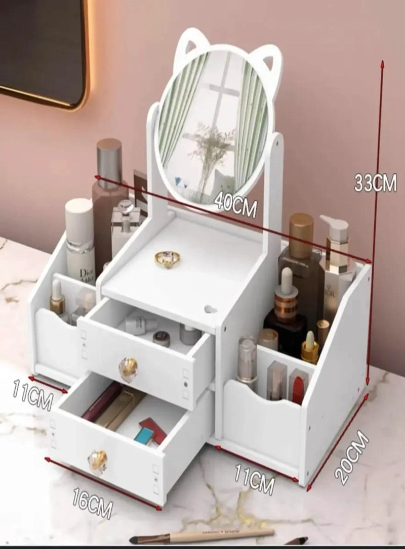 ORGANIZADOR COMPACTO DE MAQUILLAJE CON ESPEJO Y CAJONES - 3