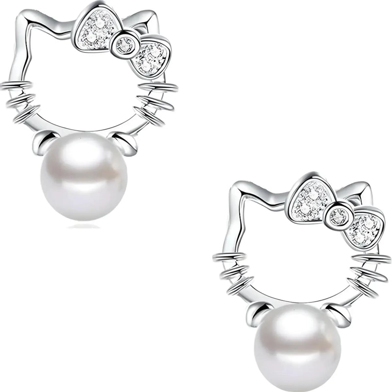AROS COLGANTES DE PLATA 925 CON PERLAS Y ZIRCONIA PARA MUJER - 2