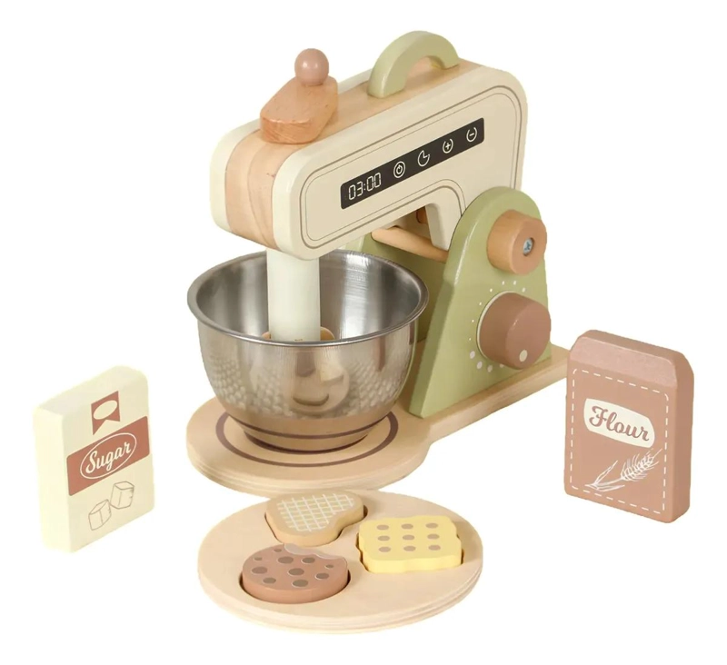 JUGUETE BATIDORA DE MADERA CON UTENSILIOS PARA NIÑOS - 1