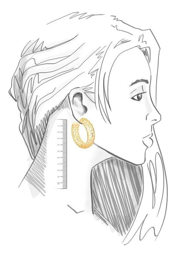 AROS ARGOLLAS GRANDES ENCHAPADAS EN ORO 18K CON DISEÑO EXCLUSIVO - 5