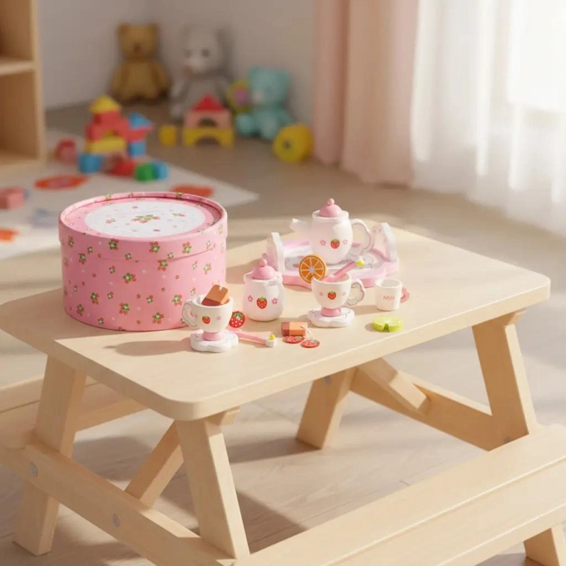 SET DE JUEGO DE TE  DE MADERA PARA NIÑOS EN BALDE - 2