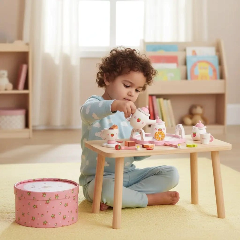 SET DE JUEGO DE TE  DE MADERA PARA NIÑOS EN BALDE - 3