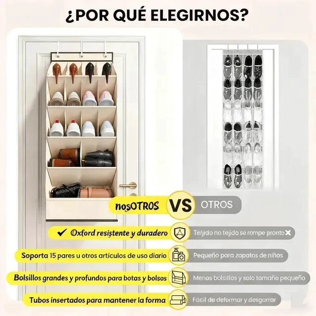 ORGANIZADOR DE ZAPATOS COLGANTE PARA PUERTA CON GRAN CAPACIDAD - 5