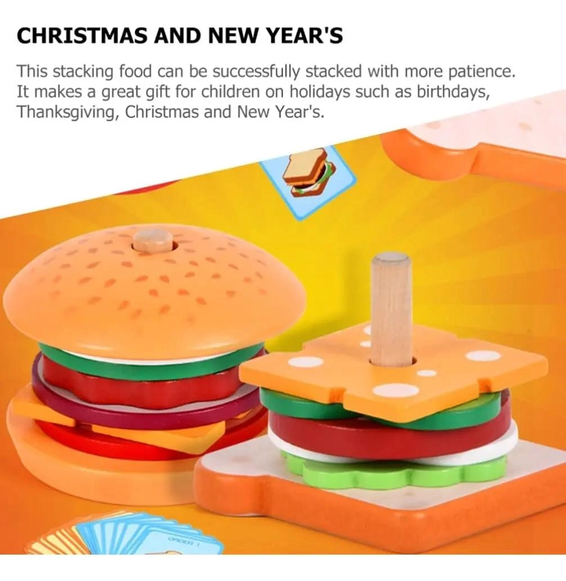 PUZZLE DE MADERA PARA CREAR HAMBURGUESAS Y SANDWICHES - 8